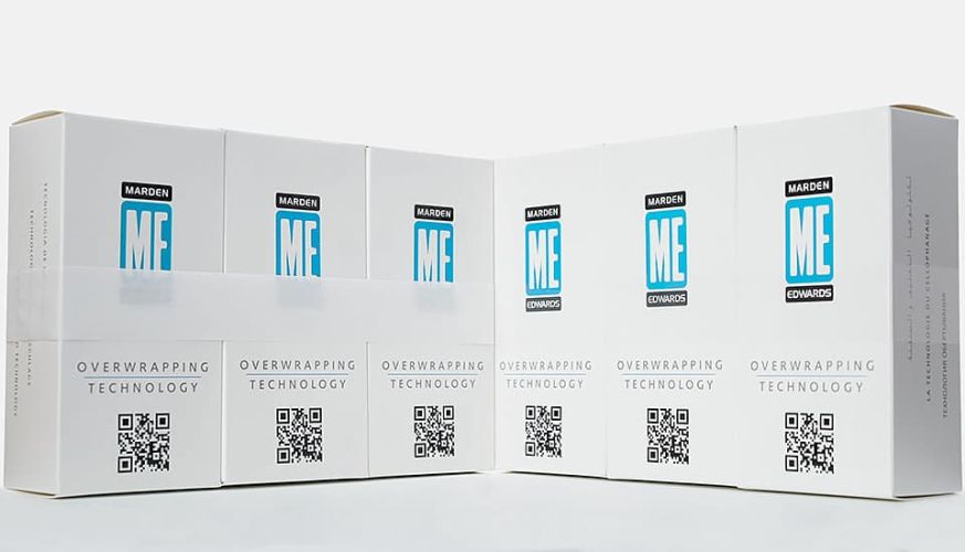 Marden Edwards Cartons banded with heat sealable paper or BOPP.