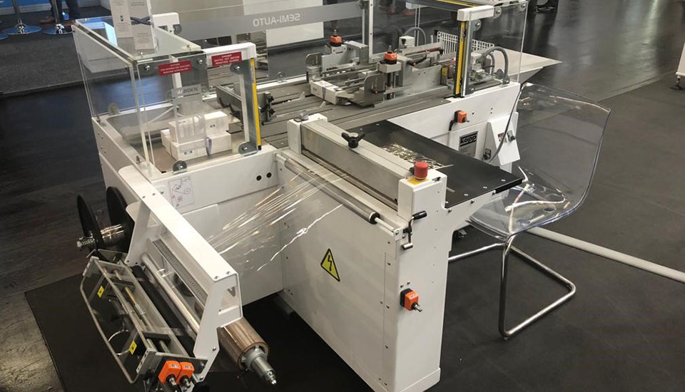 Marden Edwards semi auto overwrapper at Fachpack